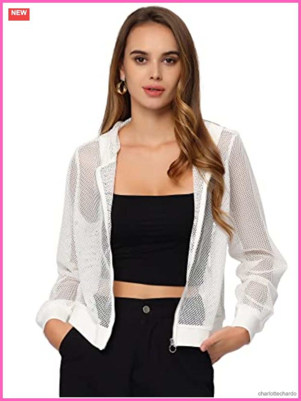 Women's Sheer Mesh Zip-Up Hoodie Jacket Long Sleeve Lightweight Casual